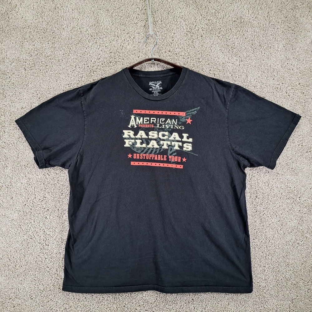 American Living T-Shirt Mens XXL Black Rascal Flatts Unstoppable Tour Band Tee